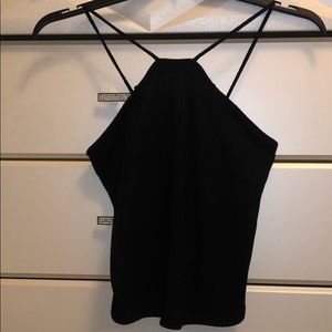 Black knit crop top